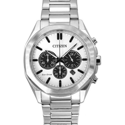 Citizen Eco-Drive Chronograph Stainless Steel White Dial CA4590-81A 100M Men's Watch