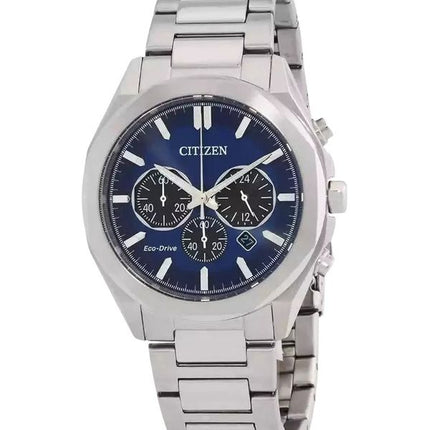 Citizen Eco-Drive Chronograph Stainless Steel Blue Dial CA4590-81L 100M Mens Watch