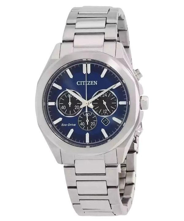 Citizen Eco-Drive Chronograph Stainless Steel Blue Dial CA4590-81L 100M Mens Watch