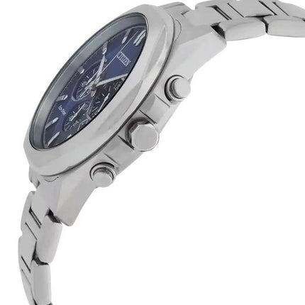 Citizen Eco-Drive Chronograph Stainless Steel Blue Dial CA4590-81L 100M Mens Watch