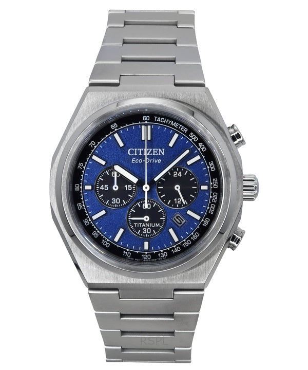 Citizen Zenshin Chronograph Super Titanium Blue Dial Eco-Drive CA4610-85L 100M Men's Watch