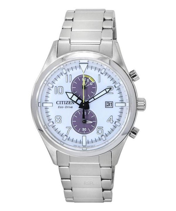 Citizen Classic Eco-Drive Chronograph Stainless Steel White Dial CA7028-81A 100M Men's Watch