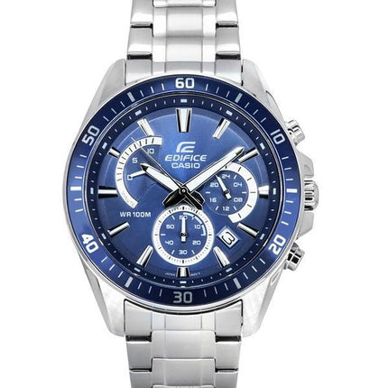 Casio Edifice Analog Standard Chronograph Stainless Steel Blue Dial Quartz EFR-552D-2A 100M Men's Watch