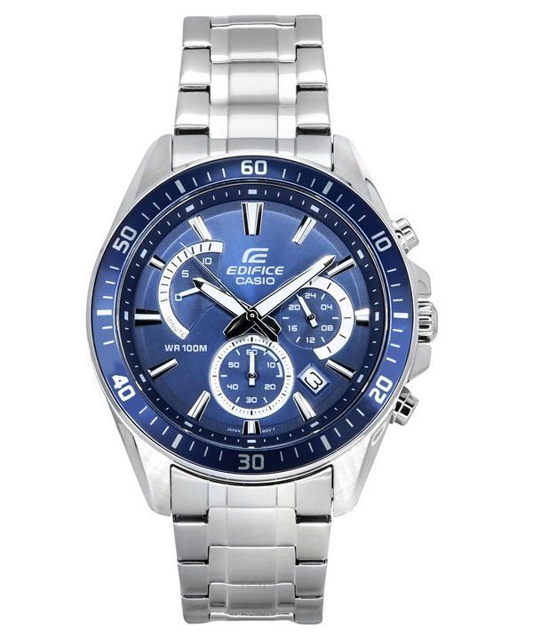 Casio Edifice Analog Standard Chronograph Stainless Steel Blue Dial Quartz EFR-552D-2A 100M Men's Watch