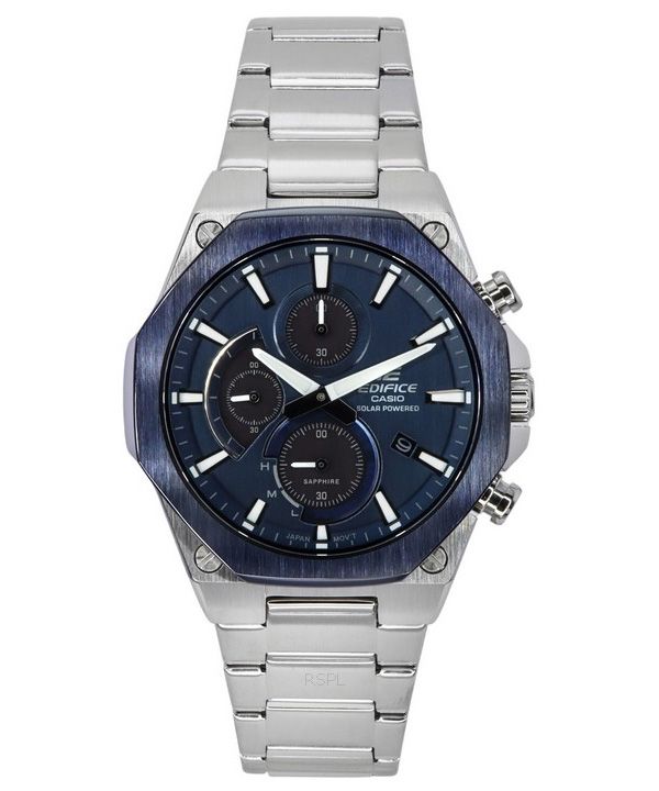 Casio Edifice Analog Slim Line With Sapphire Crystal Chronograph Blue Dial Solar EFS-S570DB-2A 100M Men's Watch