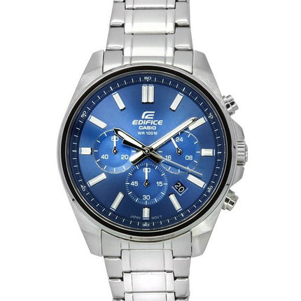 Casio Edifice Standard Analog Chronograph Stainless Steel Blue Dial Quartz EFV-650D-2A 100M Men's Watch