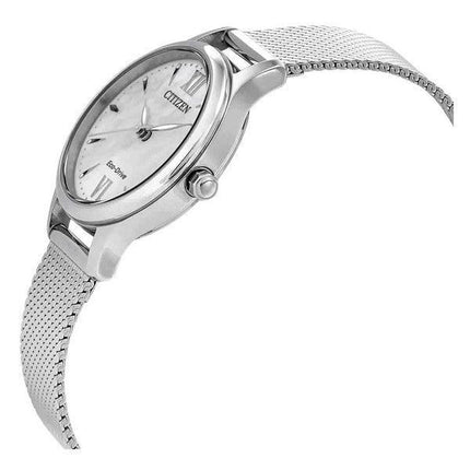 Citizen Eco-Drive Stainless Steel Mesh White Dial EM0899-81A Women's Watch