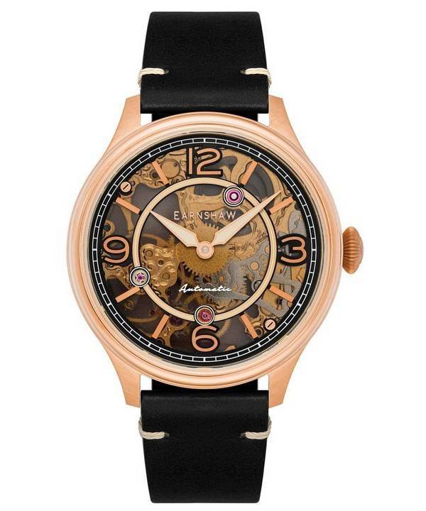 Thomas Earnshaw Baron Genuine Leather Skeleton Dial Automatic ES-8231-03 Men's Watch