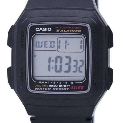 Casio Digital 5 Alarms Dual Time Illuminator F-201WA-1ADF F201WA-1ADF Men's Watch