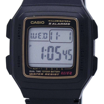 Casio Digital 5 Alarms Dual Time Illuminator F-201WA-9ADF F201WA-9ADF Men's Watch