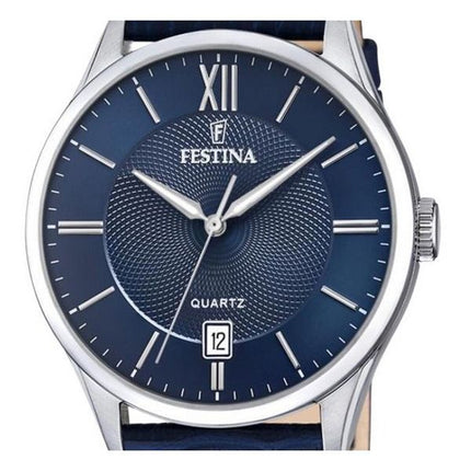 Festina Classics Leather Strap Blue Dial Quartz F20426-2 100M Men's Watch