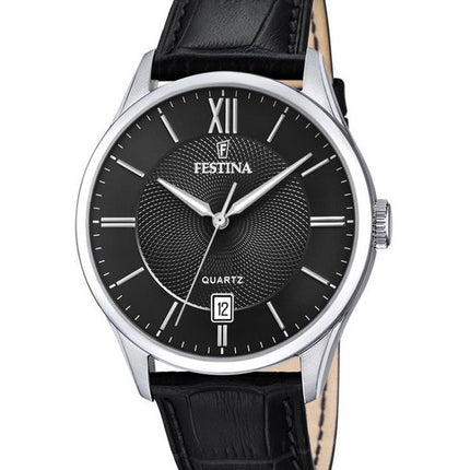 Festina Classics Leather Strap Black Dial Quartz F20426-3 Mens Watch