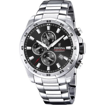 Festina Sport Chronograph Stainless Steel Black Dial Quartz F20463-4 100M Mens Watch