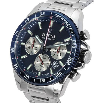 Festina Timeless Chronograph Stainless Steel Blue Dial 20560-2 100M Men's Watch