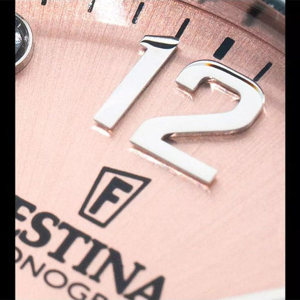 Festina Boyfriend Chronograph Crystal Accents Pink Dial Quartz F20603-7 100M Women's Watch