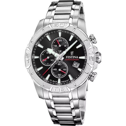 Festina Timeless Chronograph Stainless Steel Black Dial Quartz F20704-3 100M Men's Watch