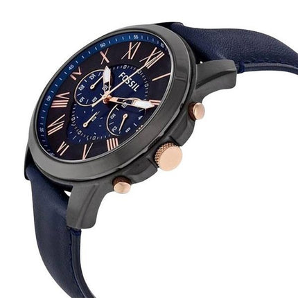 Fossil Grant Chronograph Black and Blue Dial Blue Leather FS5061 Men's Watch