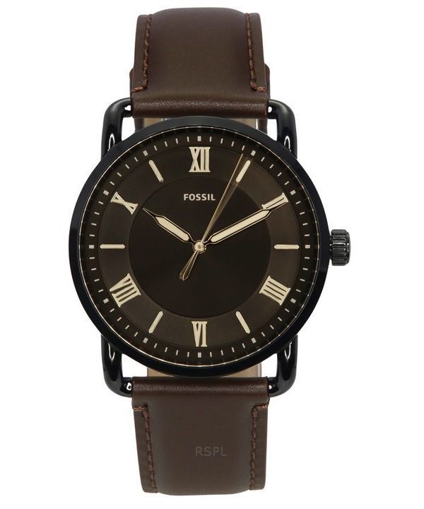 Fossil Copeland Brown Leather Strap Black Dial Quartz FS5666 Men's Watch