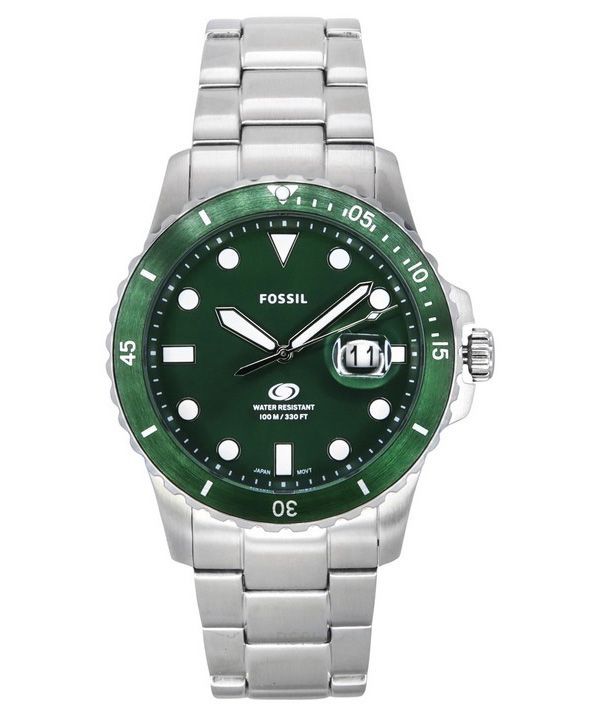 Fossil Blue Dive Stainless Steel Green Dial Quartz FS6033 100M Men's Watch