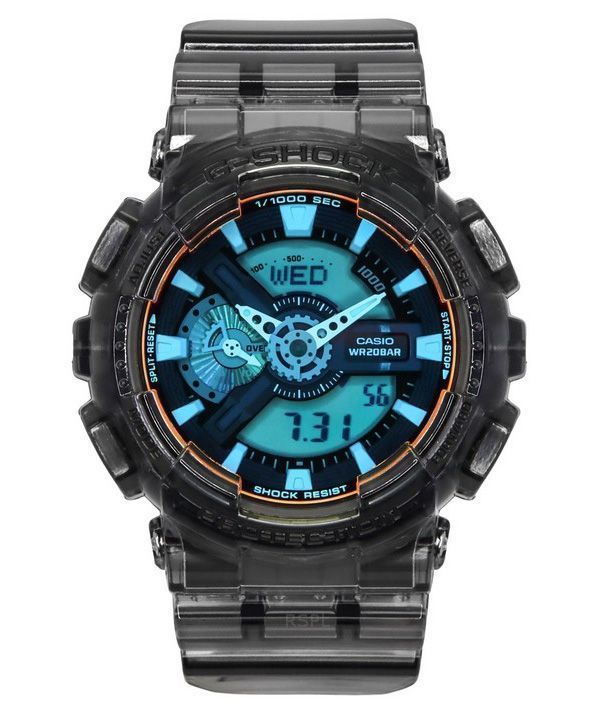 Casio G-Shock Analog Digital Transparent Black Resin Strap Multicolor Dial Quartz GA-110TLS-8A 200M Men's Watch