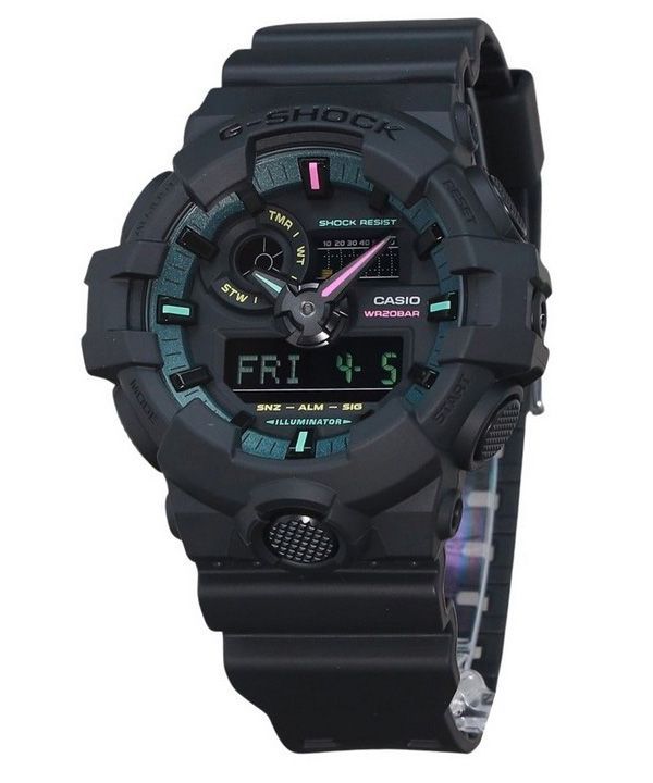 Casio G-Shock Analog Digital Multi Fluorescent Accents Series Resin Strap Black Dial Quartz GA-700MF-1A 200M Men's Watch