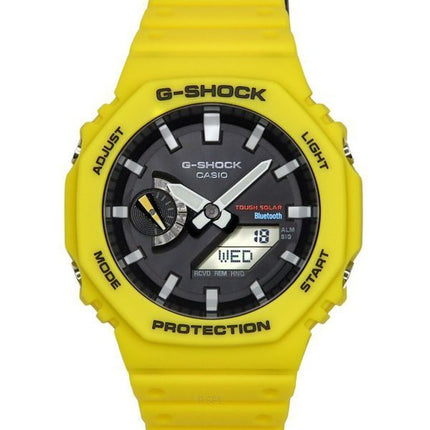 Casio G-Shock Mobile Link Analog Digital Yellow Resin Strap Black Dial Solar GA-B2100C-9A 200M Men's Watch