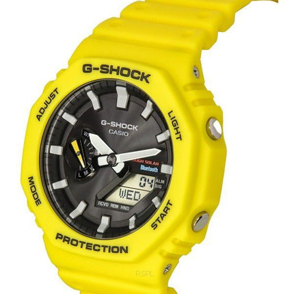 Casio G-Shock Mobile Link Analog Digital Yellow Resin Strap Black Dial Solar GA-B2100C-9A 200M Men's Watch