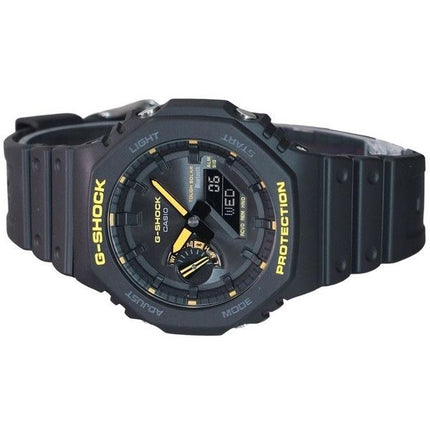 Casio G-Shock Caution Yellow Mobile Link Analog Digital Resin Strap Black Dial Solar GA-B2100CY-1A 200M Mens Watch