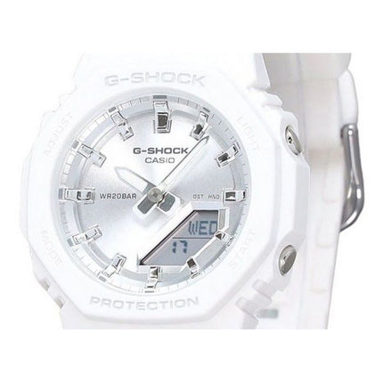 Casio G-Shock Analog Digital White Resin Bio Based Strap Silver Dial Quartz GMA-P2100VA-7A 200M Womens Watch