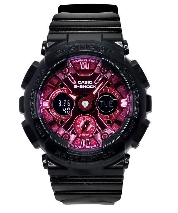 Casio G-Shock Analog Digital Resin Strap Burgundy Dial Quartz GMA-S120RB-1A 200M Women's Watch