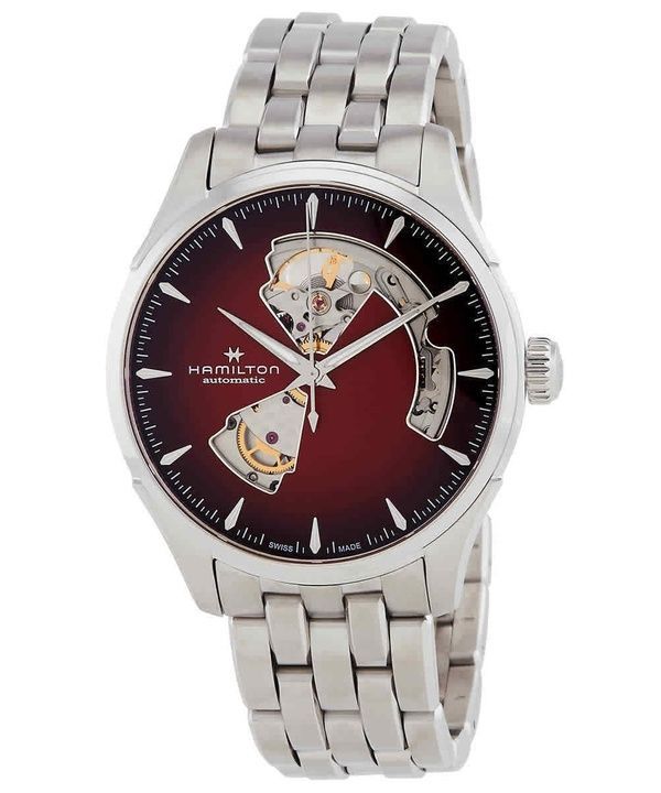 Hamilton Jazzmaster Stainless Steel Burgundy Open Heart Dial Automatic H32675170 Men's Watch