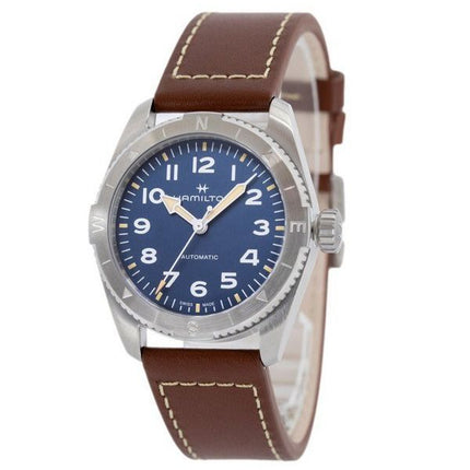 Hamilton Khaki Field Expedition Leather Strap Blue Dial Automatic H70225540 100M Men's Watch