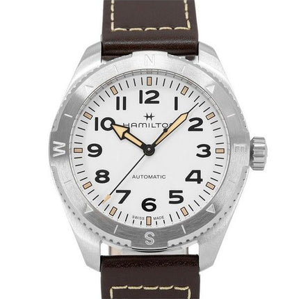 Hamilton Khaki Field Expedition Leather Strap White Dial Automatic H70315510 100M Men's Watch