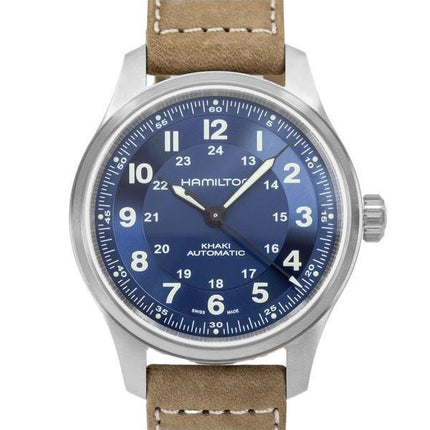 Hamilton Khaki Field Titanium Leather Strap Blue Dial Automatic H70545540 100M Men's Watch