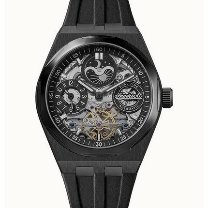 Ingersoll The Broadway Moonphase Dual Time Black Skeleton Dial Automatic I12908 Men's Watch