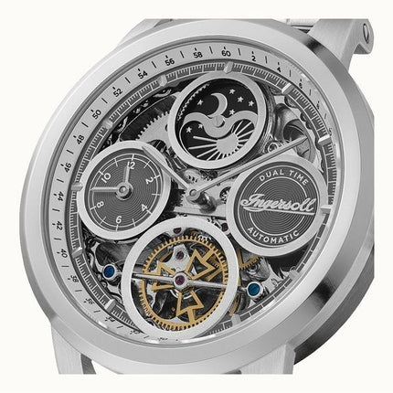 Ingersoll The Arc Moon Phase Stainless Steel Silver Skeleton Dial Automatic I16002 Men's Watch