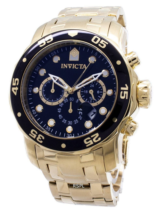 Invicta Pro-Diver Chronograph Gold Tone 200M 0072 Men's Watch