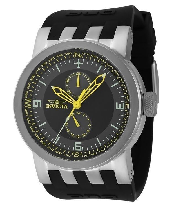 Invicta DNA Silicone Strap Grey And Black Multifunction Dial Quartz 44225 100M Mens Watch