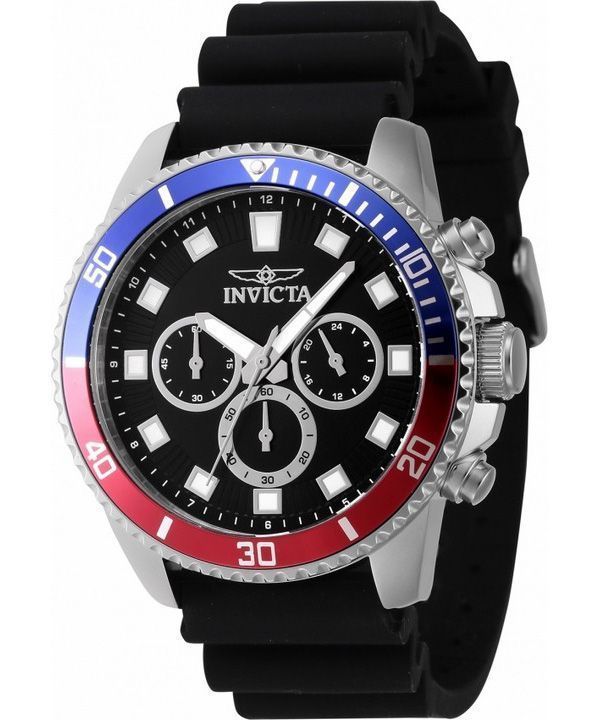 Invicta Pro Diver Chronograph Silicone Strap Black Dial Quartz 46119 Men's Watch