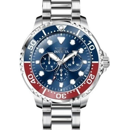 Invicta Pro Diver Stainless Steel Blue And Red Pepsi Bezel Blue Dial Quartz 47227 Mens Watch