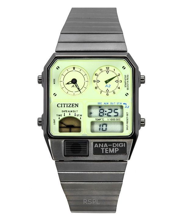 Citizen Analog Digital Dual Time Stainless Steel Green Dial Quartz JG2147-85X Men's Watch