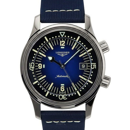 Longines Legend Diver Leather Strap Blue Dial Automatic L3.774.4.90.2 300M Mens Watch