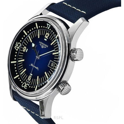 Longines Legend Diver Leather Strap Blue Dial Automatic L3.774.4.90.2 300M Mens Watch