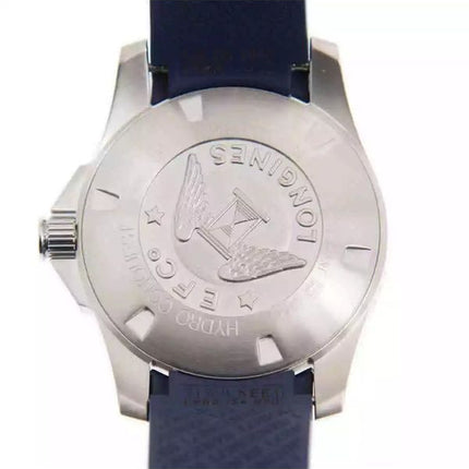 Longines Hydroconquest Rubber Strap Sunray Blue Dial Automatic Divers L3.781.4.96.9 300M Mens Watch