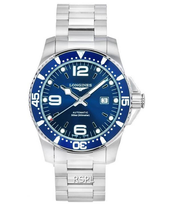 Longines HydroConquest Sunray Blue With Super-LumiNova Dial Automatic Divers L3.841.4.96.6 300M Mens Watch