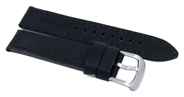 Black Ratio Brand Leather Watch Strap 22mm