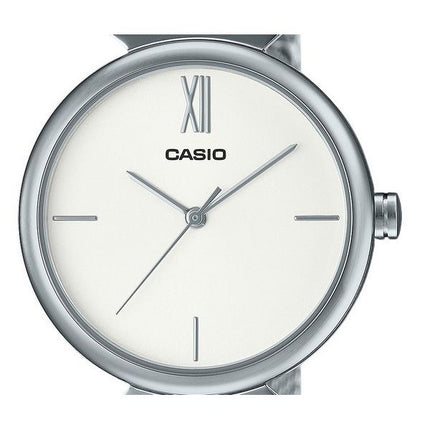 Casio Analog Stainless Steel Silver Dial Quartz LTP-2024VM-7C Womens Watch With Bangle Set