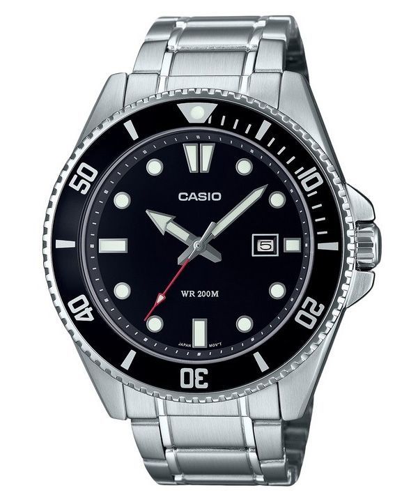 Casio Standard Analog Stainless Steel Black Dial Quartz MDV-107D-1A1 200M Mens Watch