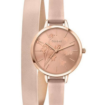 Oui & Me Petite Amourette Rose Gold Sunray Dial Leather Strap Quartz ME010049 Women's Watch