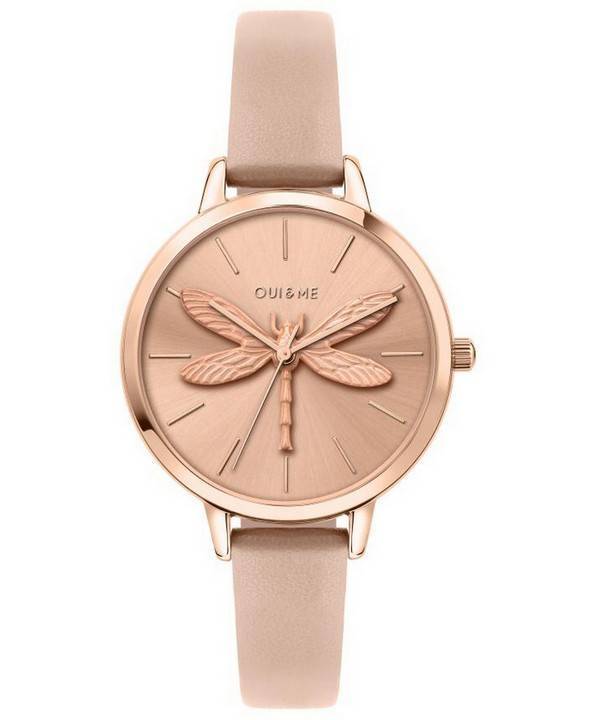 Oui & Me Amourette Rose Gold Sunray Dial Leather Strap Quartz ME010100 Women's Watch